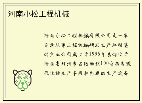 河南小松工程机械